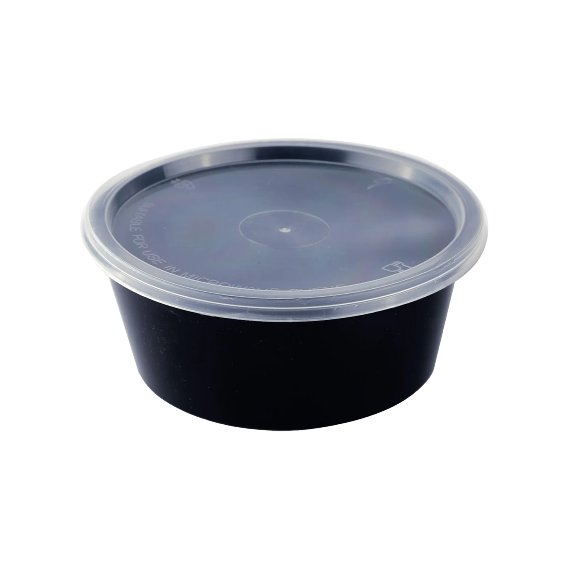 12 OZ Round Black Tub Containers and Tranparest Lids PL