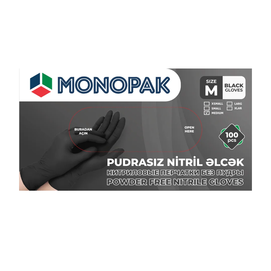 Nitril Pudrasiz Monopak Elcek Qara M