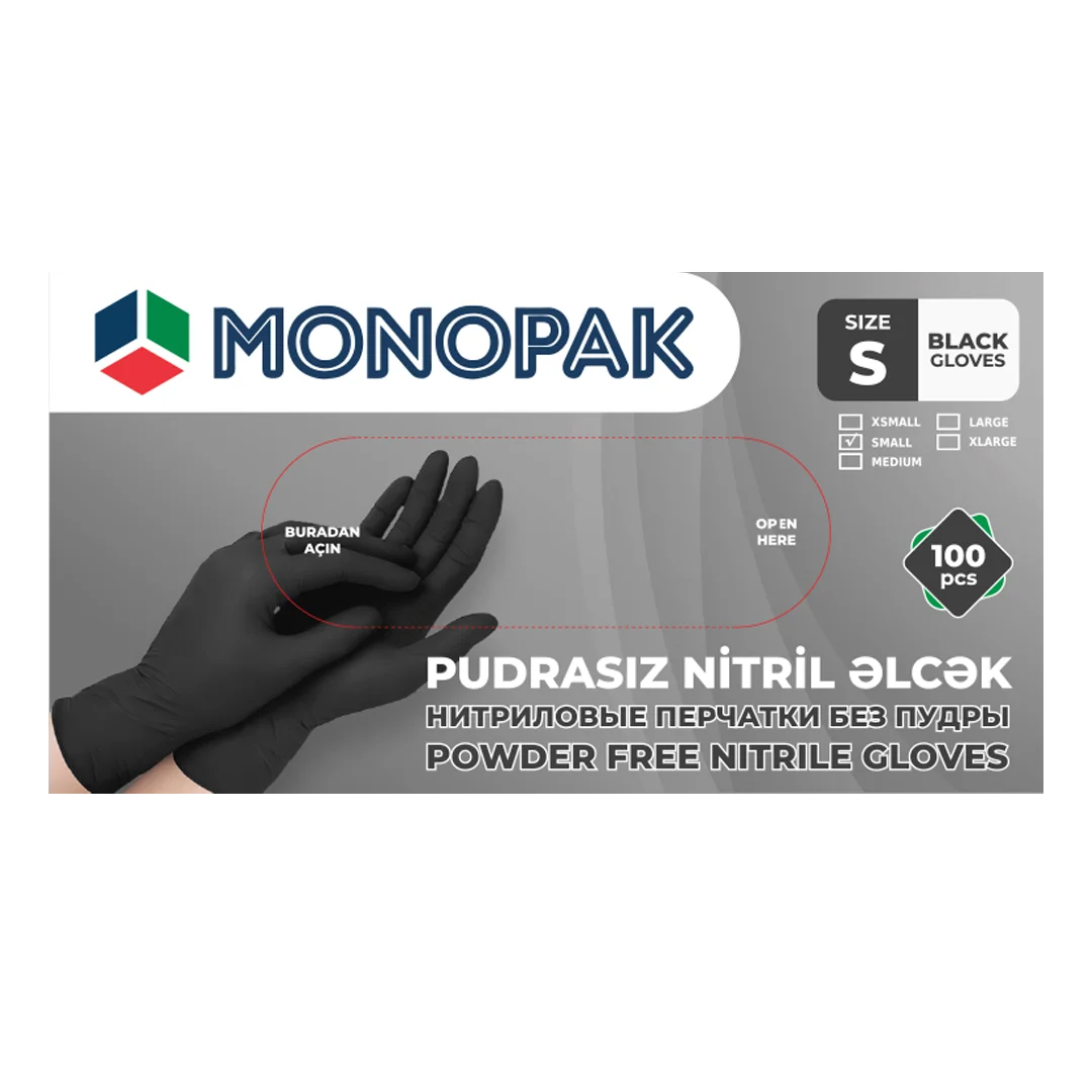 Nitril Pudrasiz Monopak Elcek Qara S