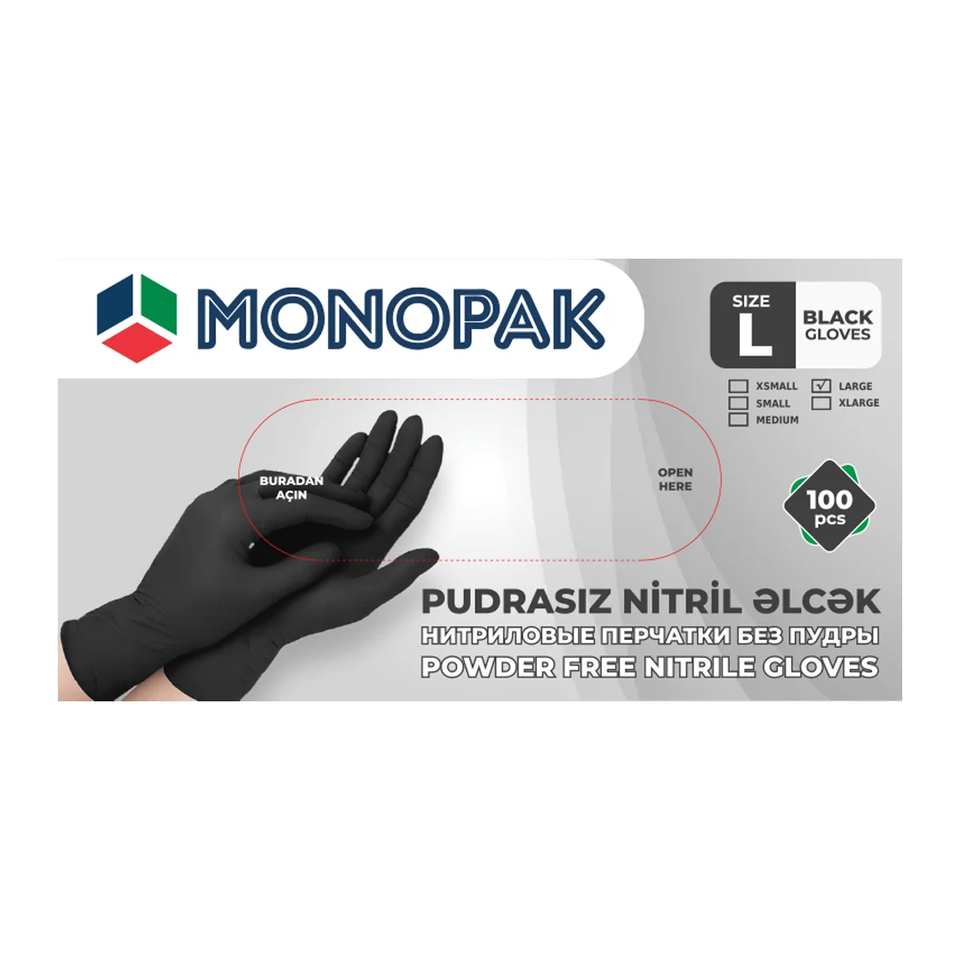 Nitril Pudrasiz Monopak Elcek Qara L