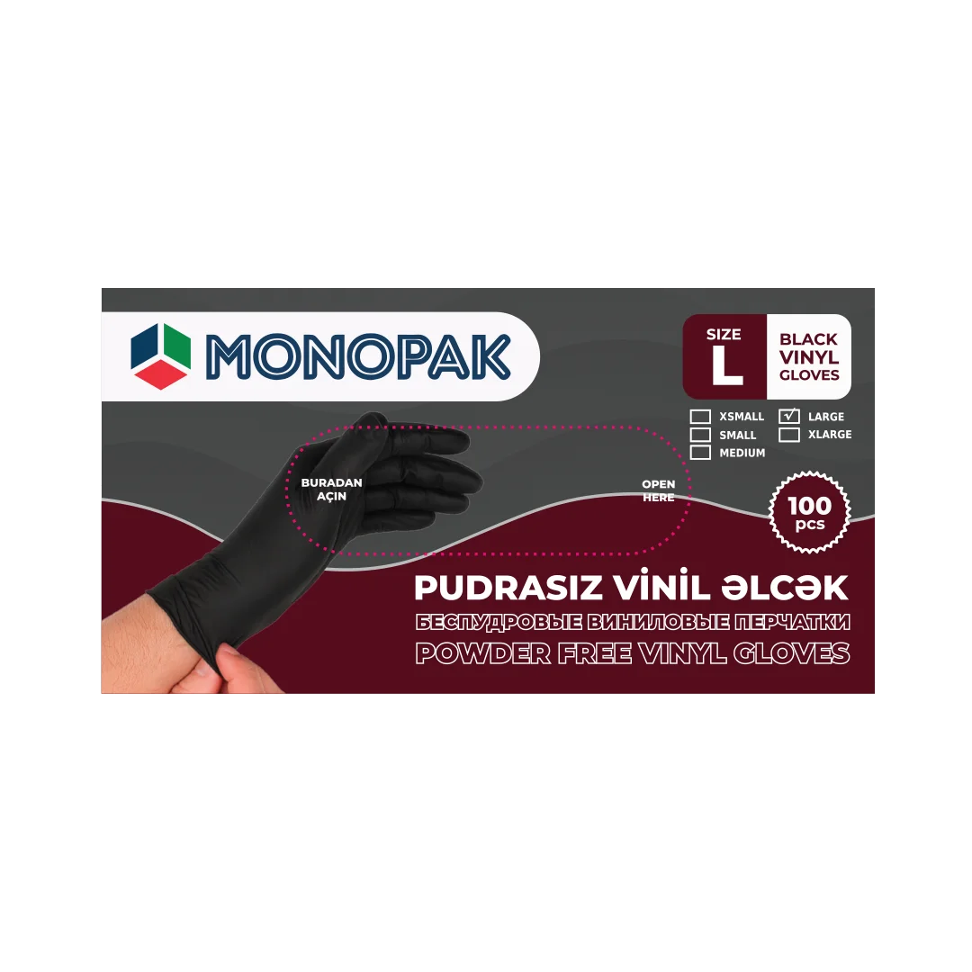 Vinil Pudrasiz elcek qara MONOPAK L