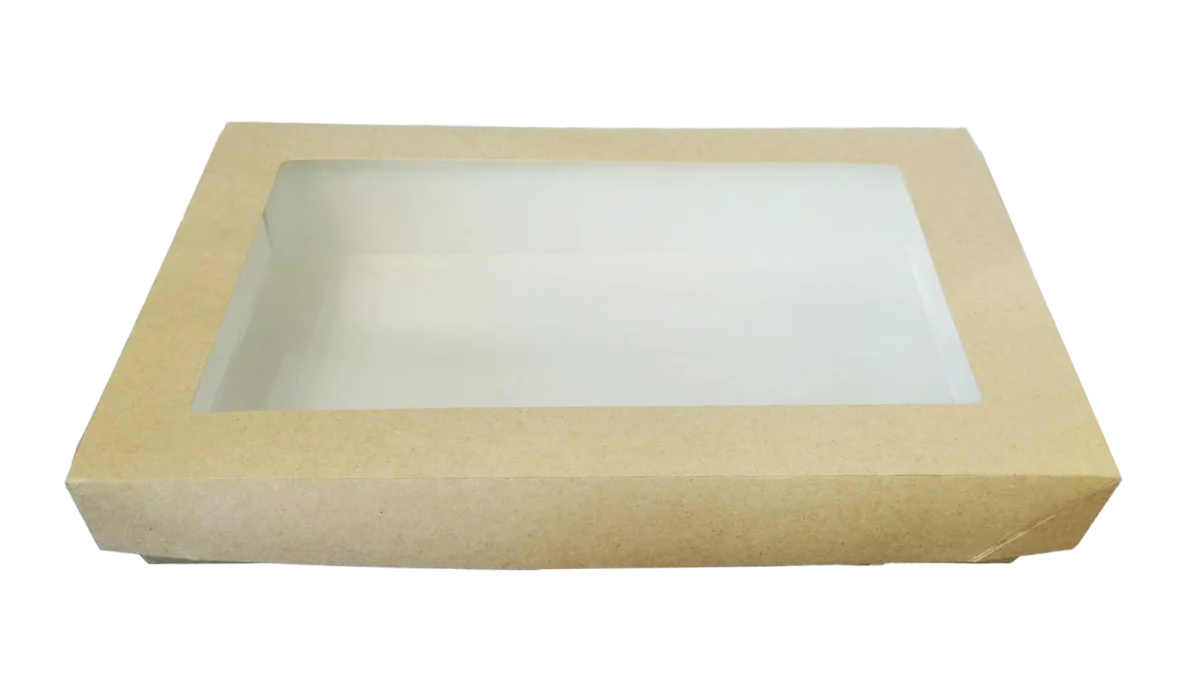 Eco BAKE tray + LID 308x207x56 Kraft/White (100)