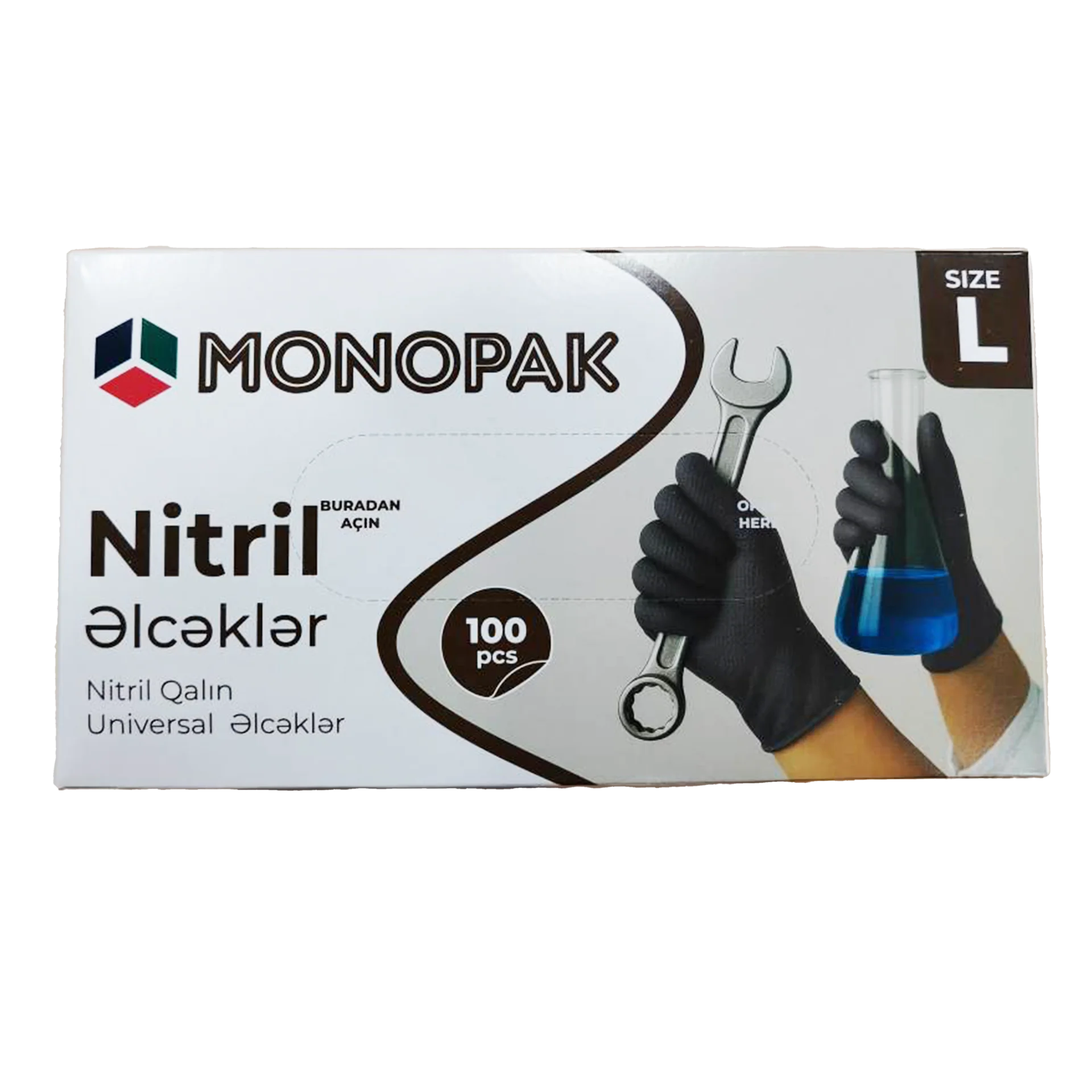 Nitril Pudrasiz Monopak Heavy Duty Qara Elcek L