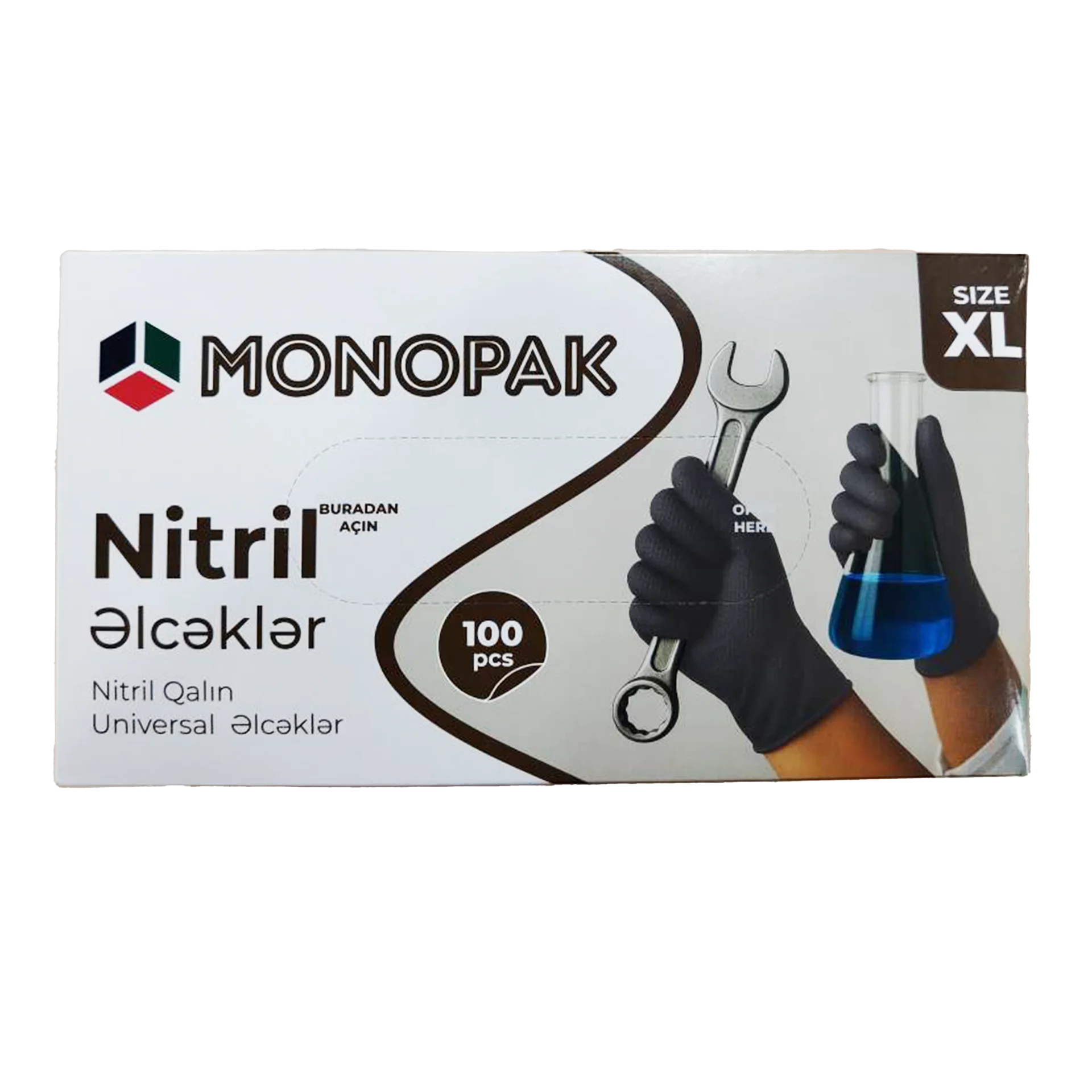 Nitril Pudrasiz Monopak Heavy Duty Qara Elcek XL