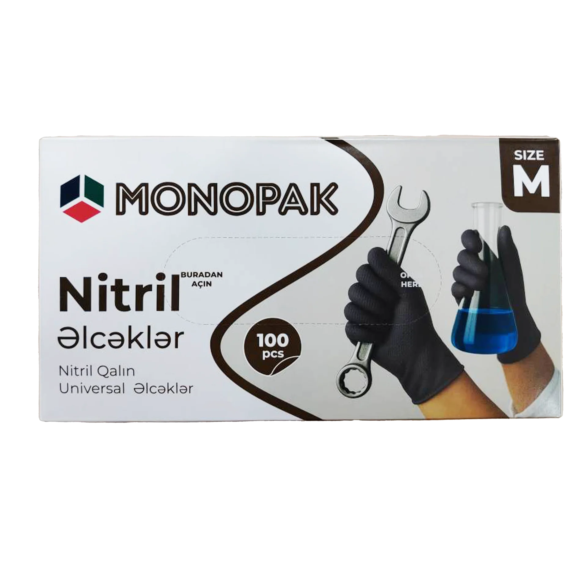 Nitril Pudrasiz Monopak Heavy Duty Qara Elcek M