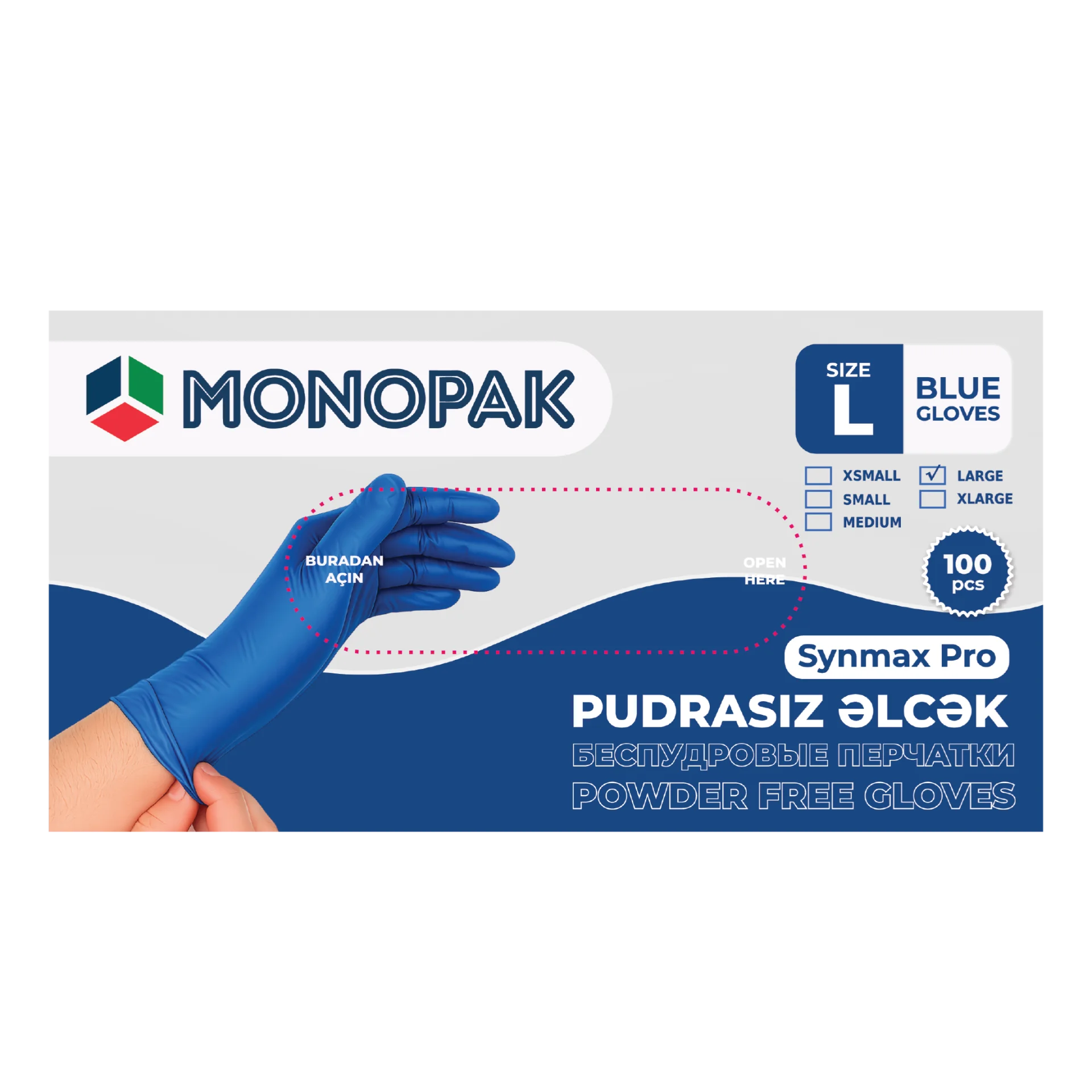 VINIL Pudrasiz Mavi Elcek SYNMAX PRO L
